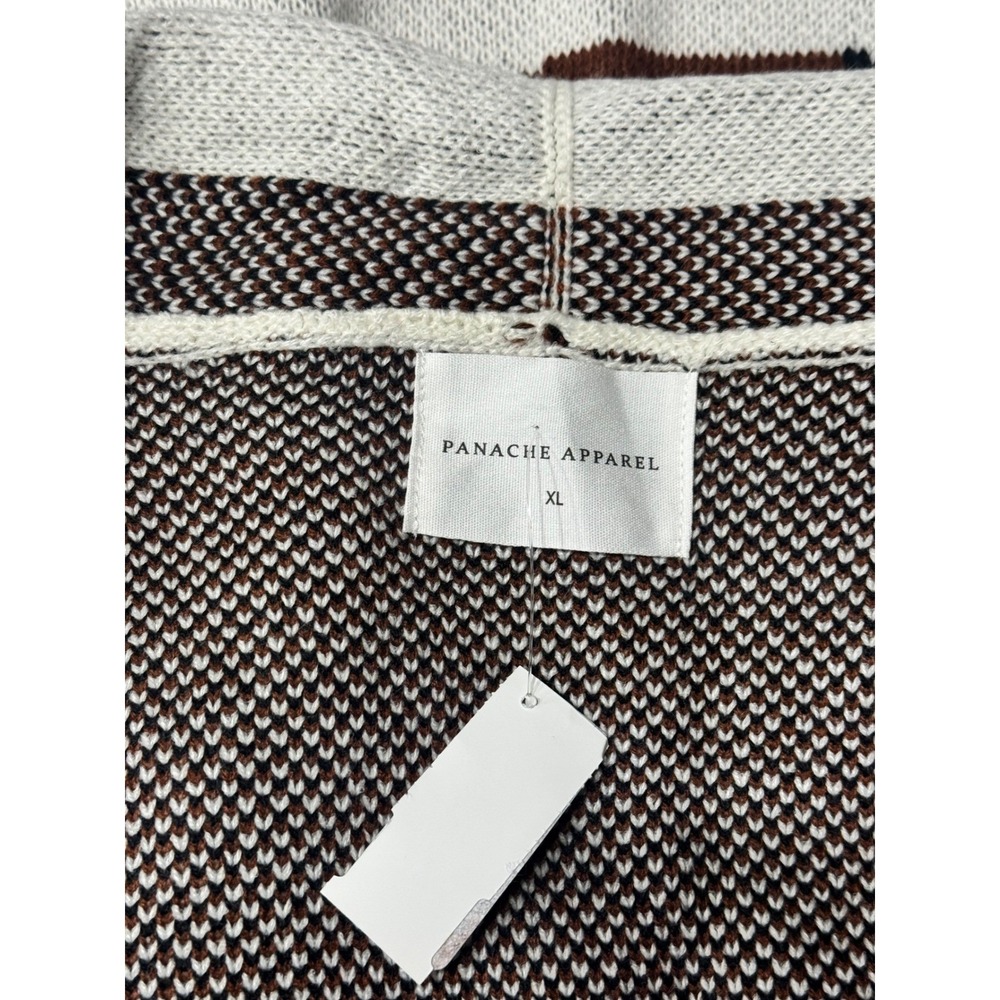 Panache Apparel Horse Knit Cardigan Sweater Cream Brown XL Shawl Collar Western - Picture 7 of 10